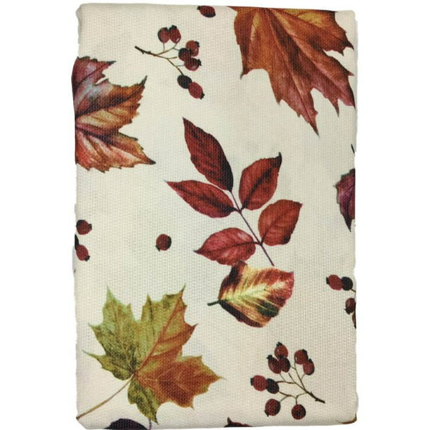 Assorted Colors & Sizes Red Brown Gold Green Autumn Fall Leaves Vinyl Tablecloth